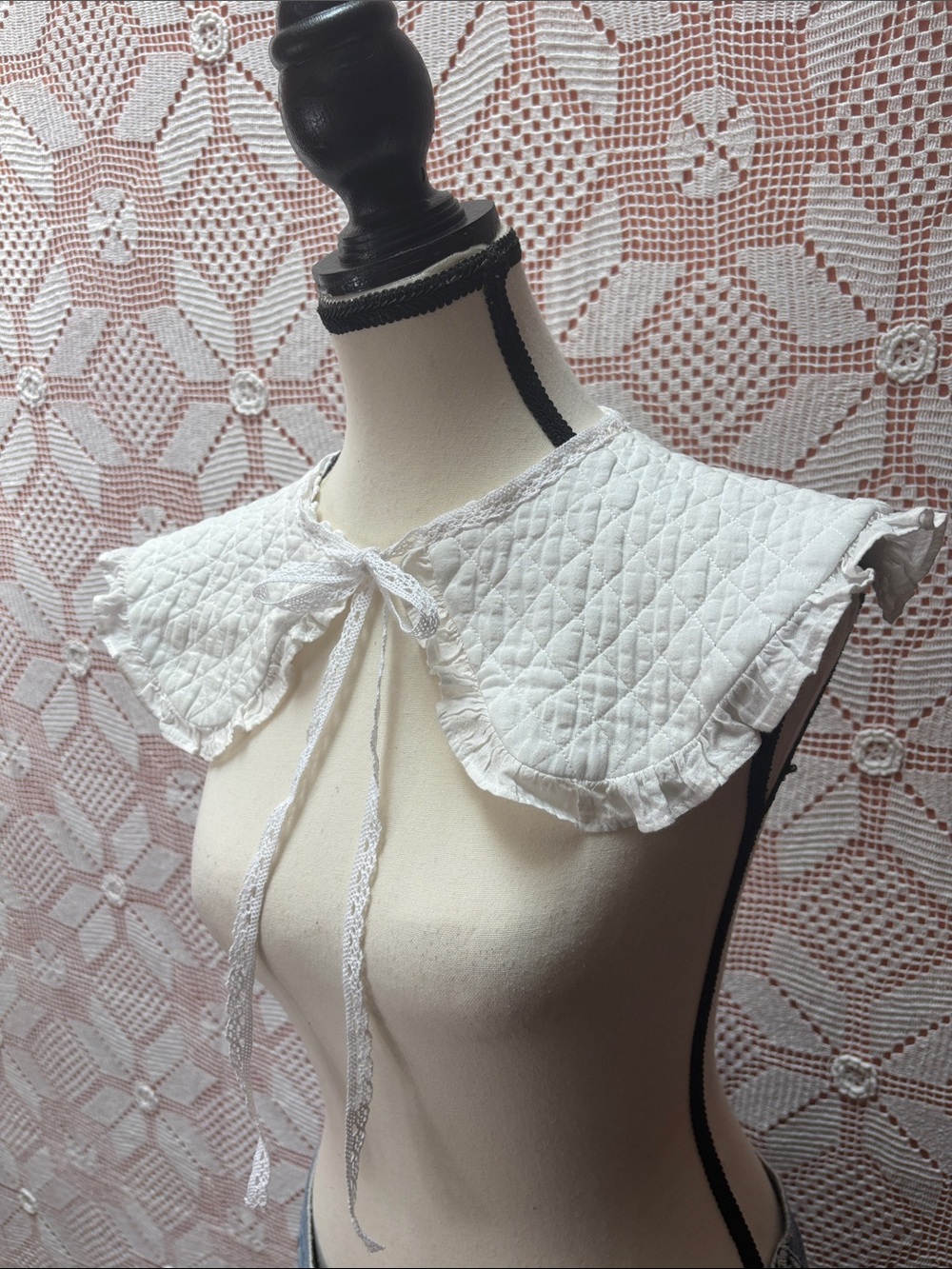 Upcycled Romantic Quilted Lace Collar